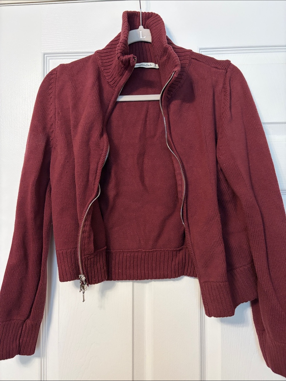 Abercrombie Knit Zip-Front Jacket - Burgundy